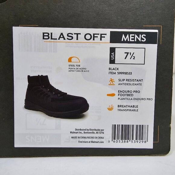 Brahma Steel Toe Work Shoes Slip Resistant Mens SZ 7.5 Black Blast Off Enduropro - Picture 4 of 9